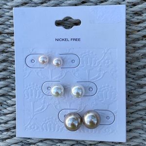 NWT Pearl Earrings Set of 3